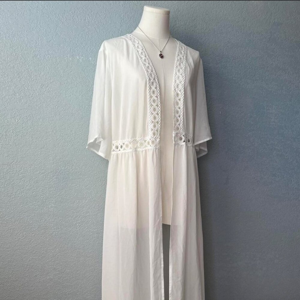 white sheer kimono duster